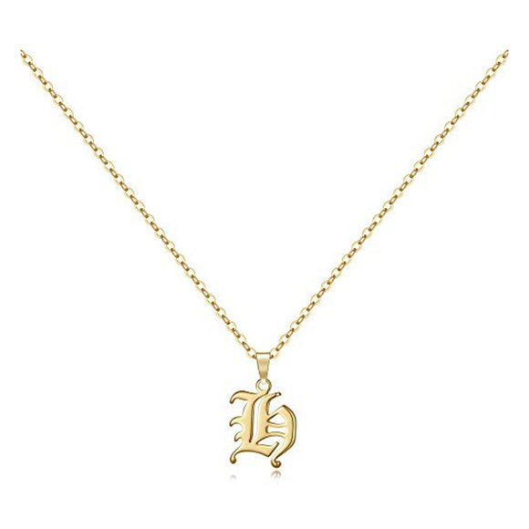 Letter H - Gold Old English Initial Necklace - Picture 1 of 2
